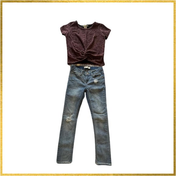 Glitter Girl Twist Front Top - Black with Pink Metallic Finish. Size 7/8 - Picture 9 of 9